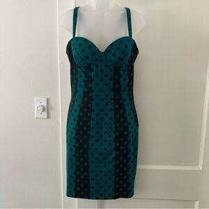 Green and Black Polka Dot Dress